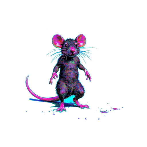 The same rat mid head-twitch, cyan keyed.